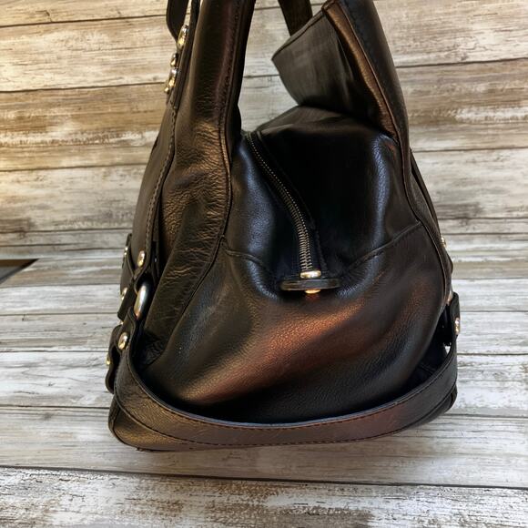 VTG Y2K Juicy Couture Purse Black Leather Studded Satchel Bikercore Grunge Goth - Picture 5 of 16